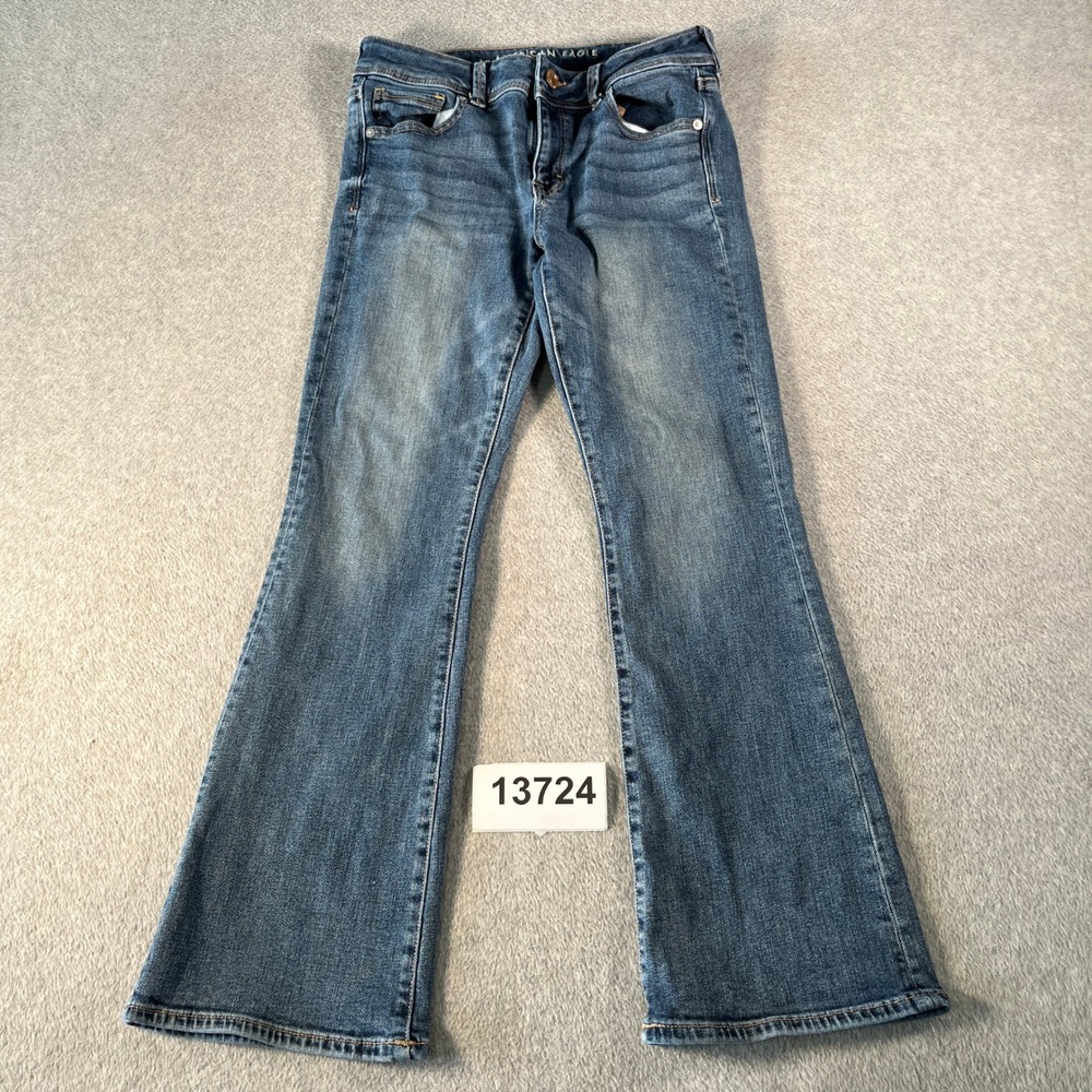 American Eagle Outfitters Kick Bootcut Jeans Womens 8 Blue Denim Super Stretch